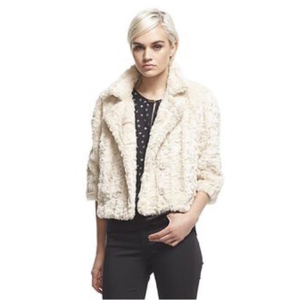 Robert Rodriguez Faux Fur Coat Ivory Size XL NEW